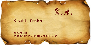 Krahl Andor névjegykártya